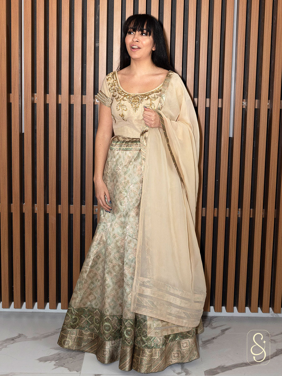 Golden Fish Cut Lehenga Set