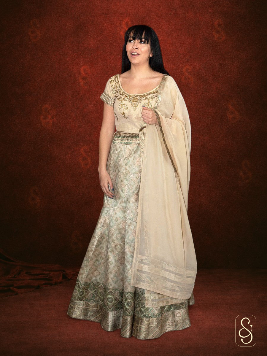 Golden Fish Cut Lehenga Set