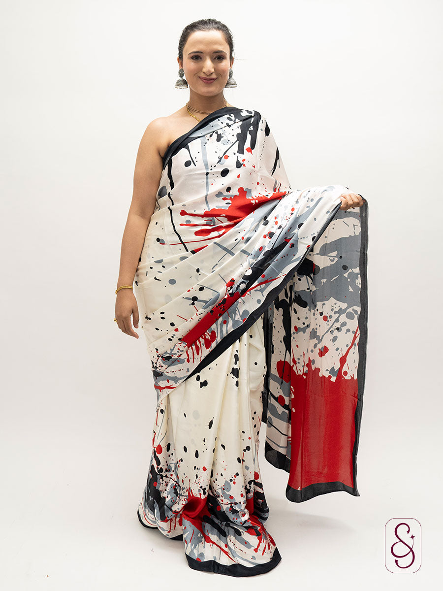 Satin Silk Printed Saree