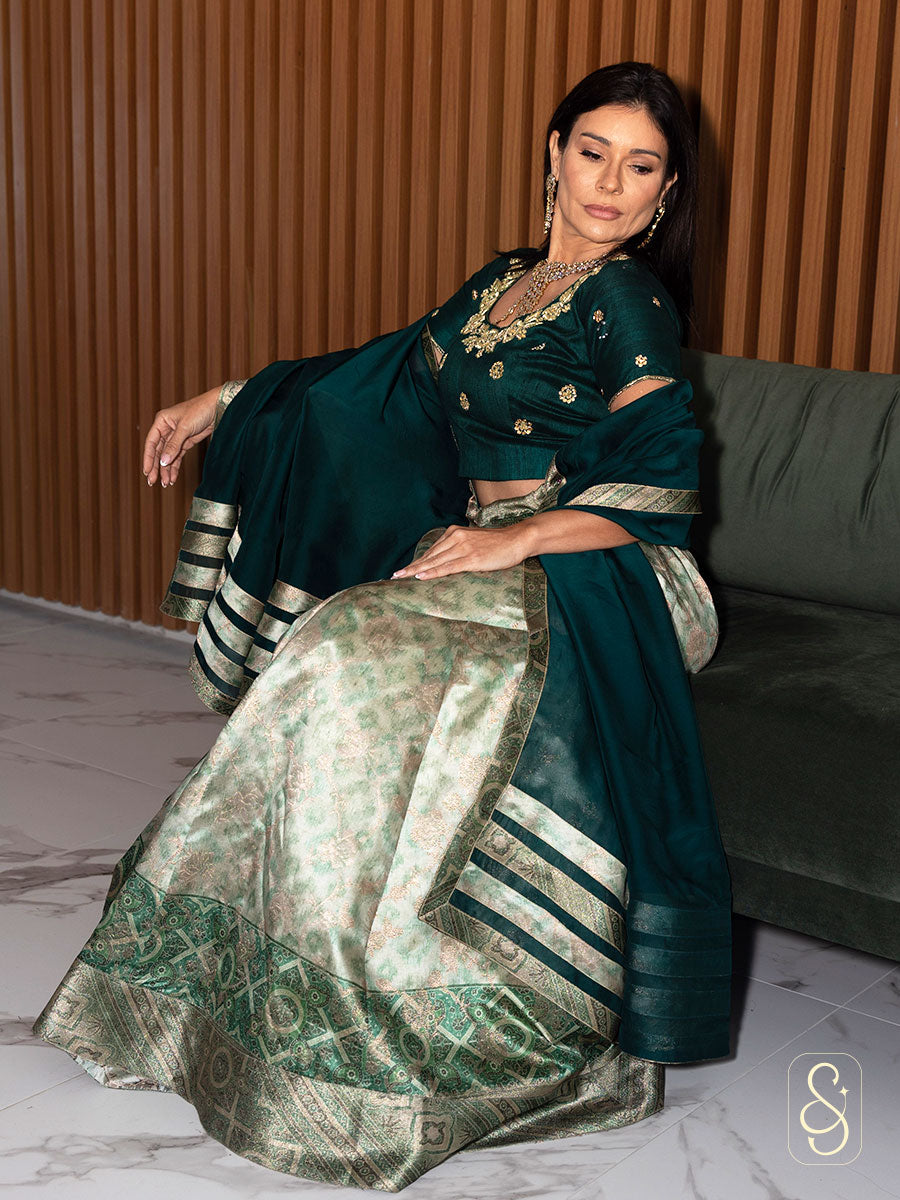 Printed Fish Cut Lehenga Set