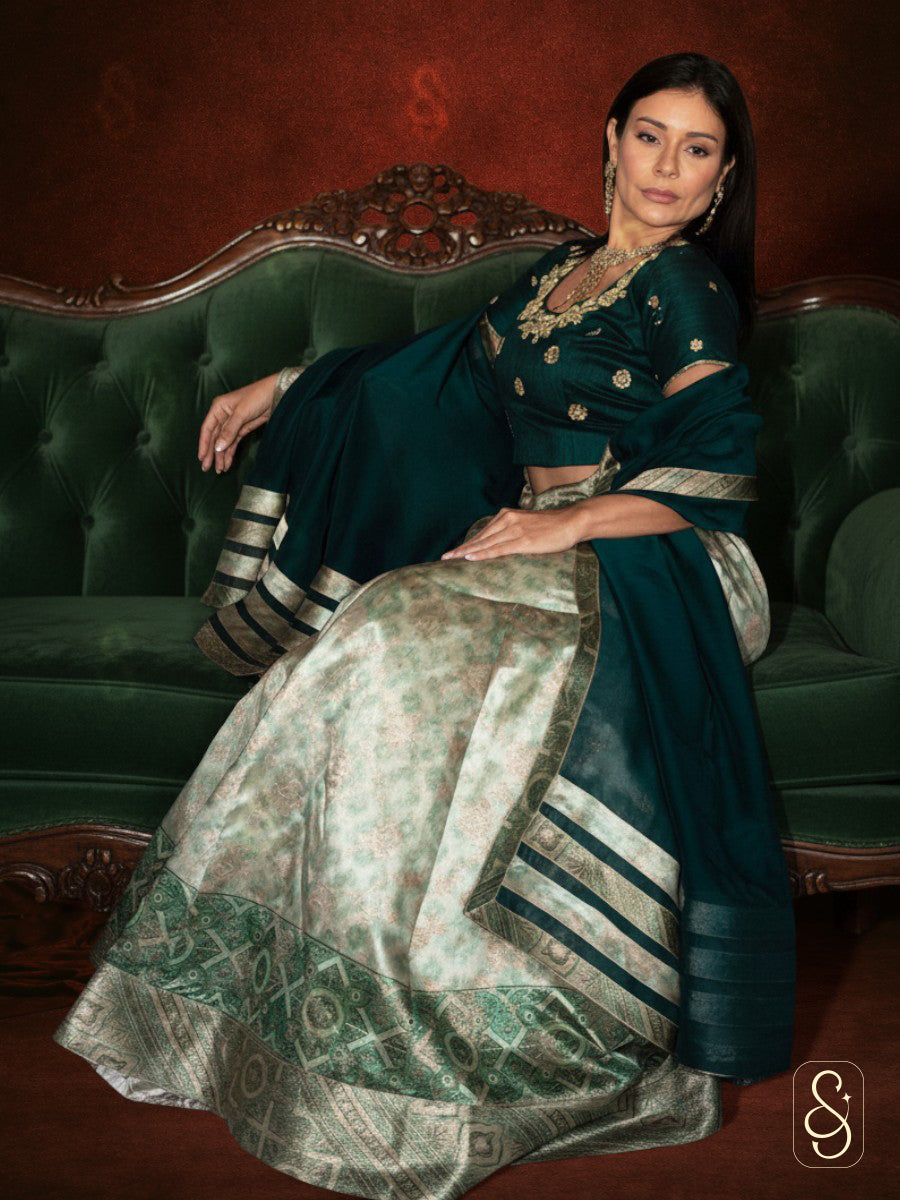 Printed Fish Cut Lehenga Set