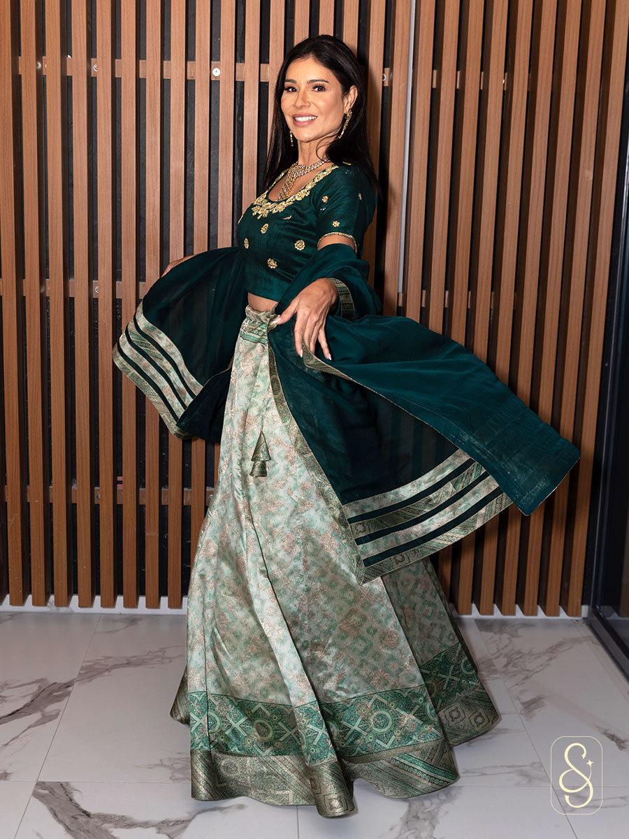 Printed Fish Cut Lehenga Set