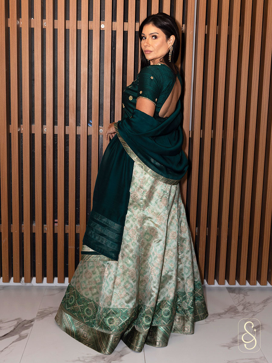 Printed Fish Cut Lehenga Set