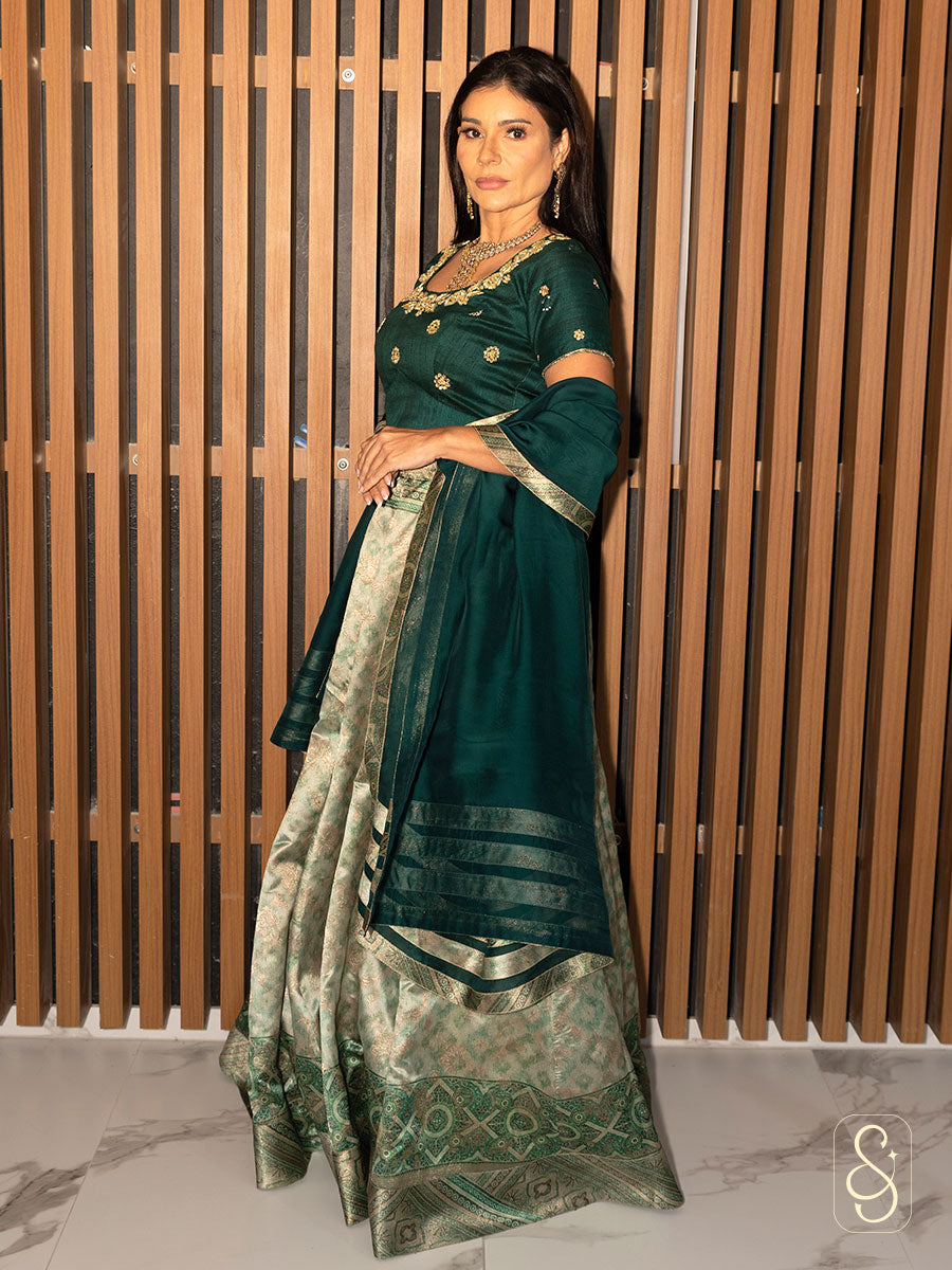 Printed Fish Cut Lehenga Set