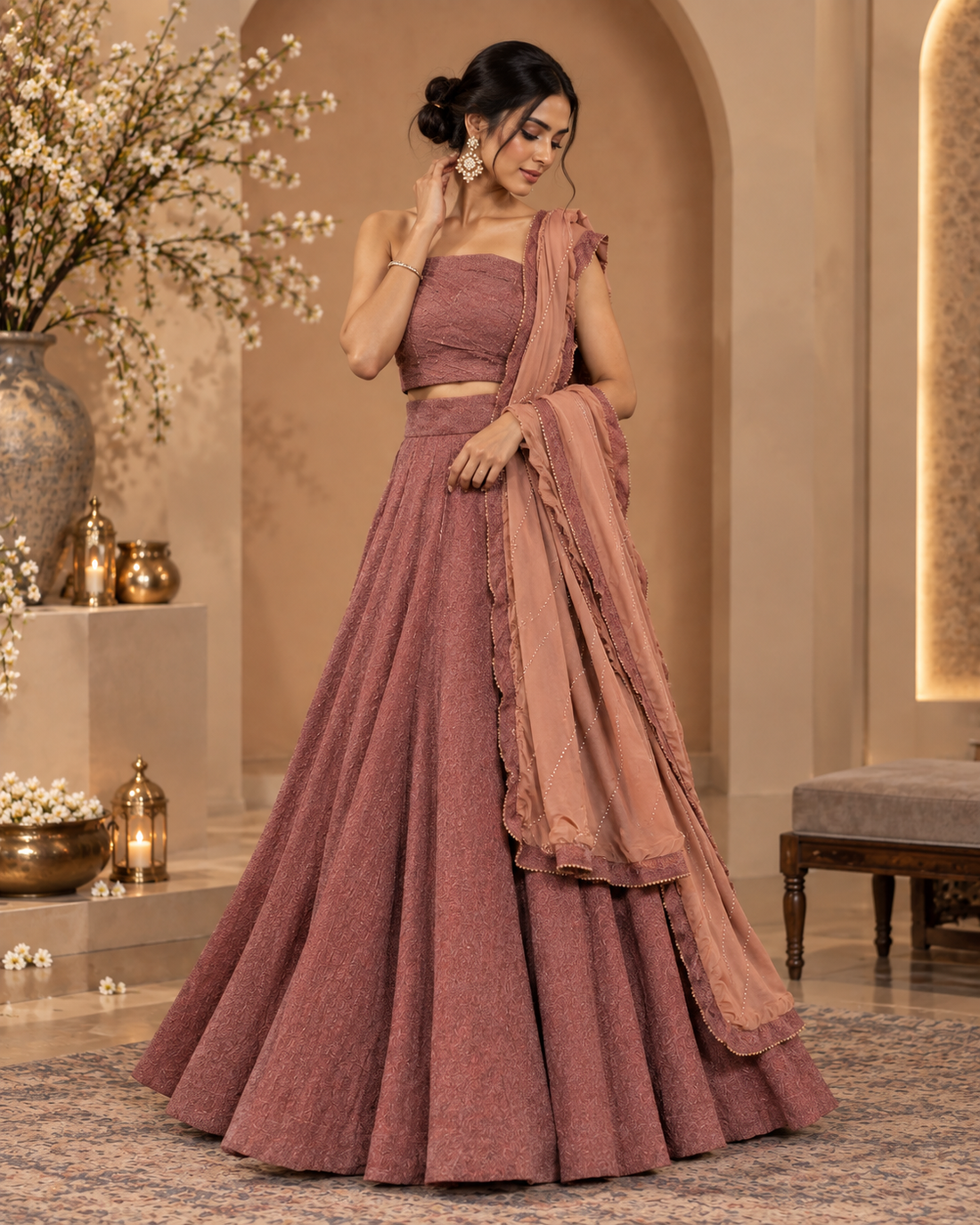 Lurex Crush tissue with chinin dupatta
