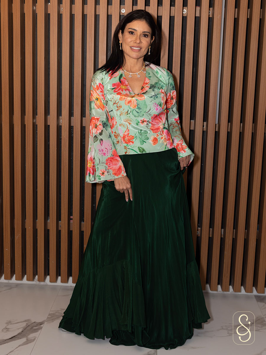 Flared Assymetrical Skirt and Crepe Top