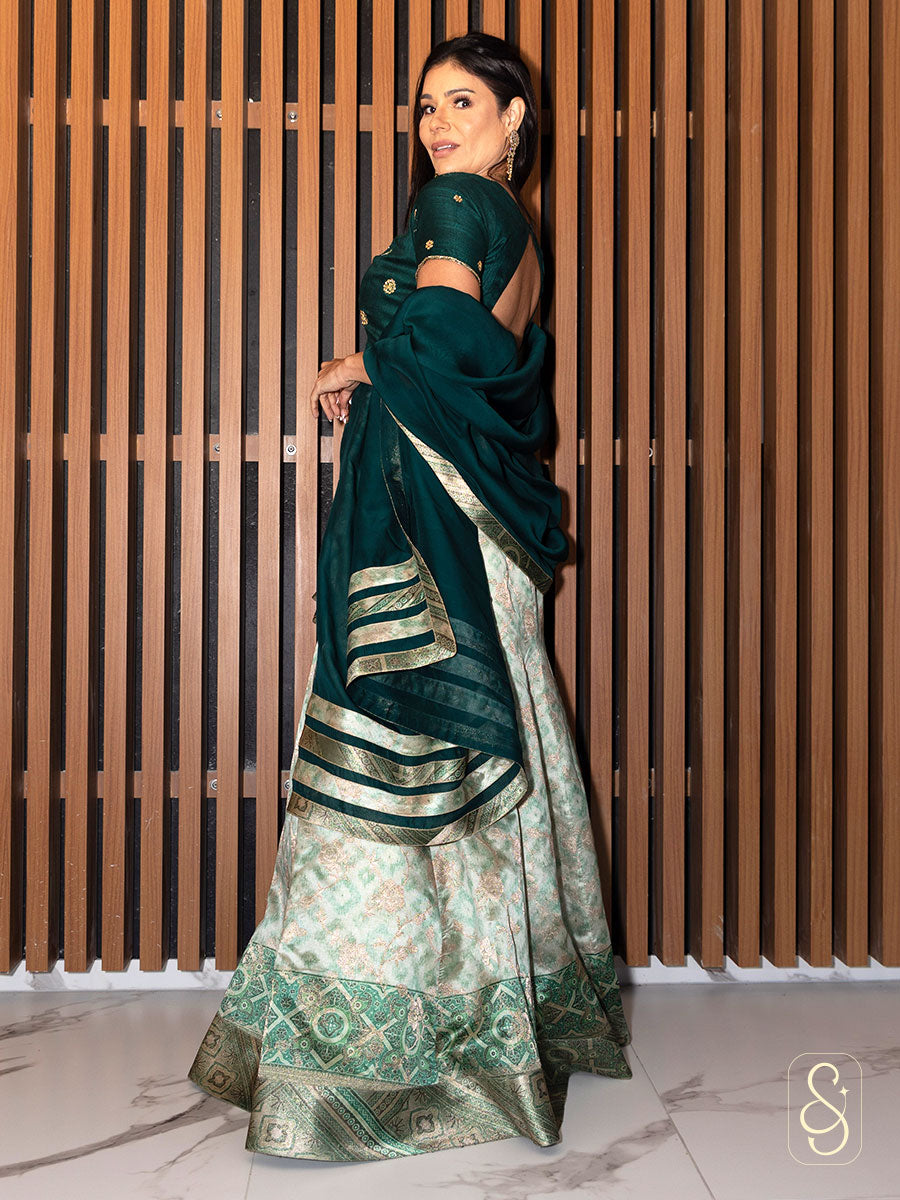 Printed Fish Cut Lehenga Set