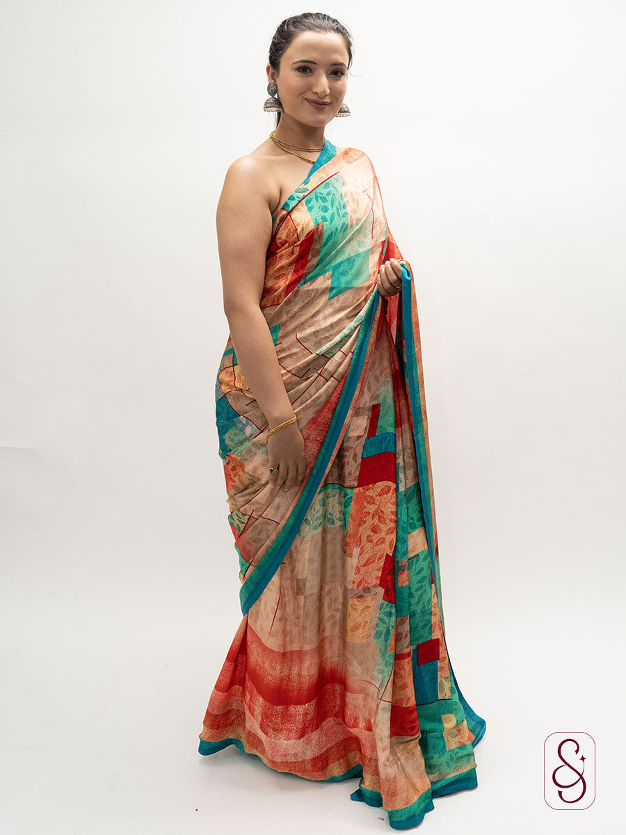 Satin Silk Printed Saree
