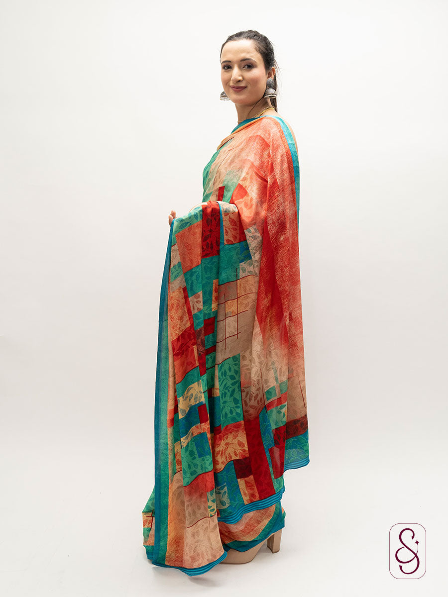 Satin Silk Printed Saree
