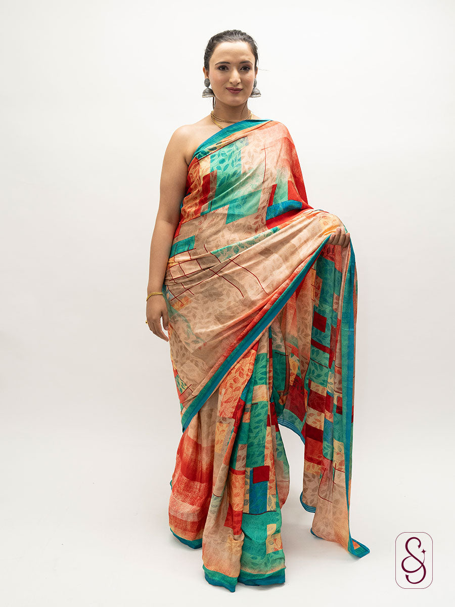 Satin Silk Printed Saree