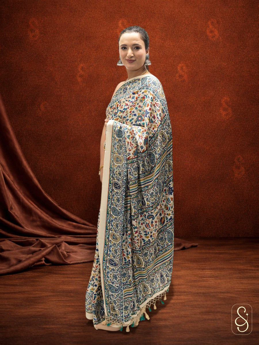 Satin Silk Kashmiri print saree