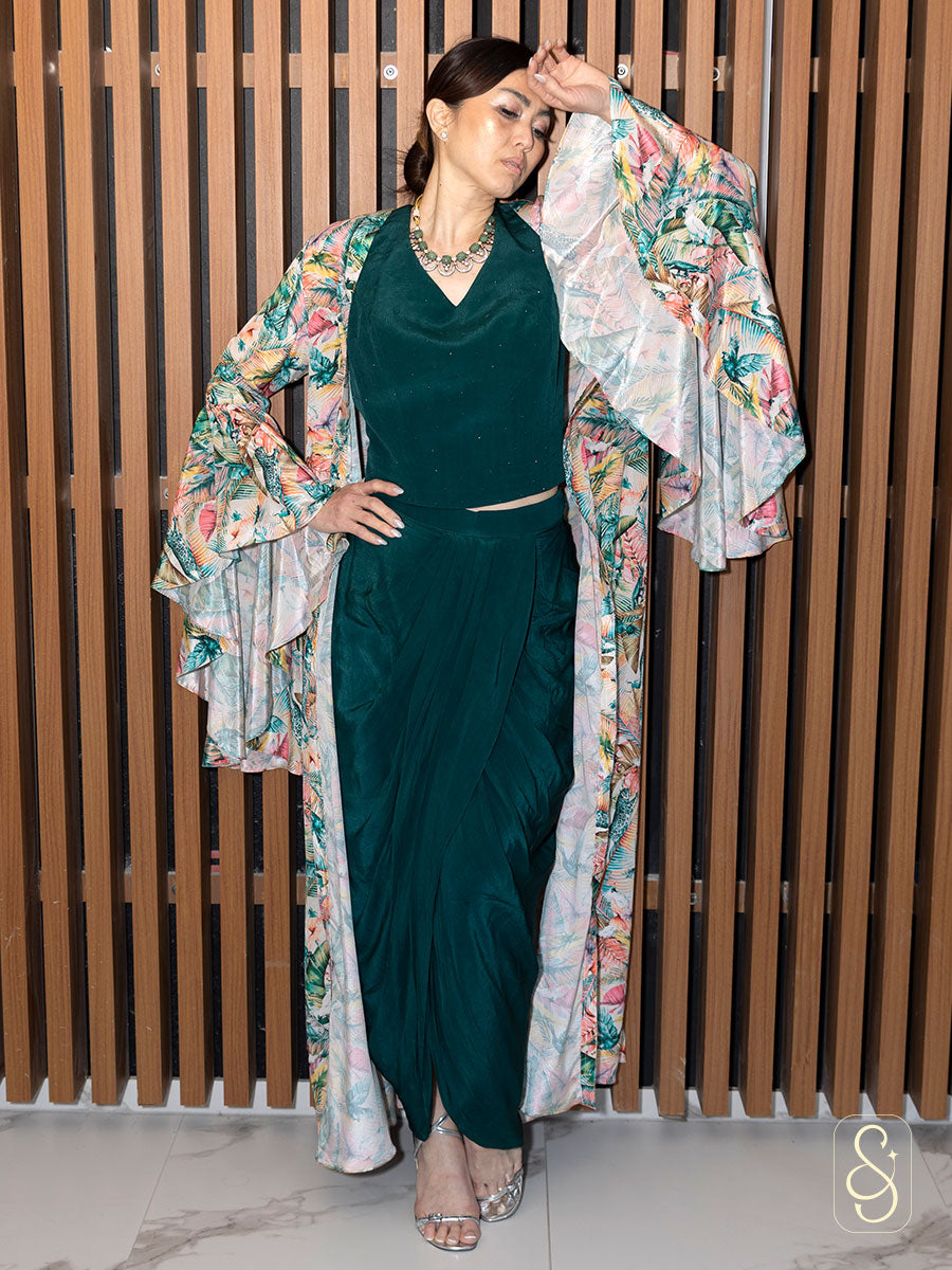 Drape Skirt With Swarovski Blouse & Jacket