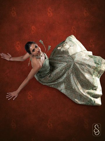 Printed Tissue Organza Lehenga