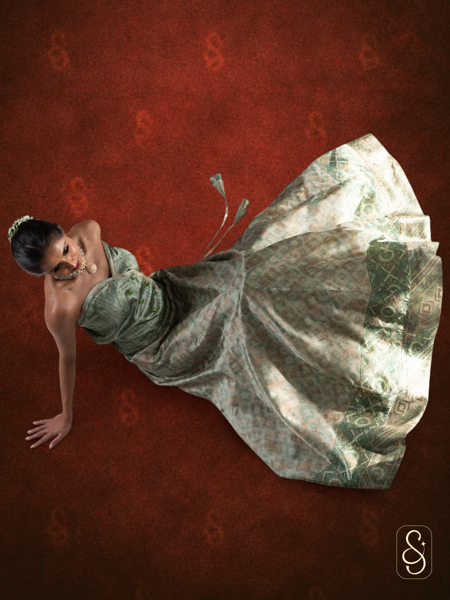 Printed Tissue Organza Lehenga