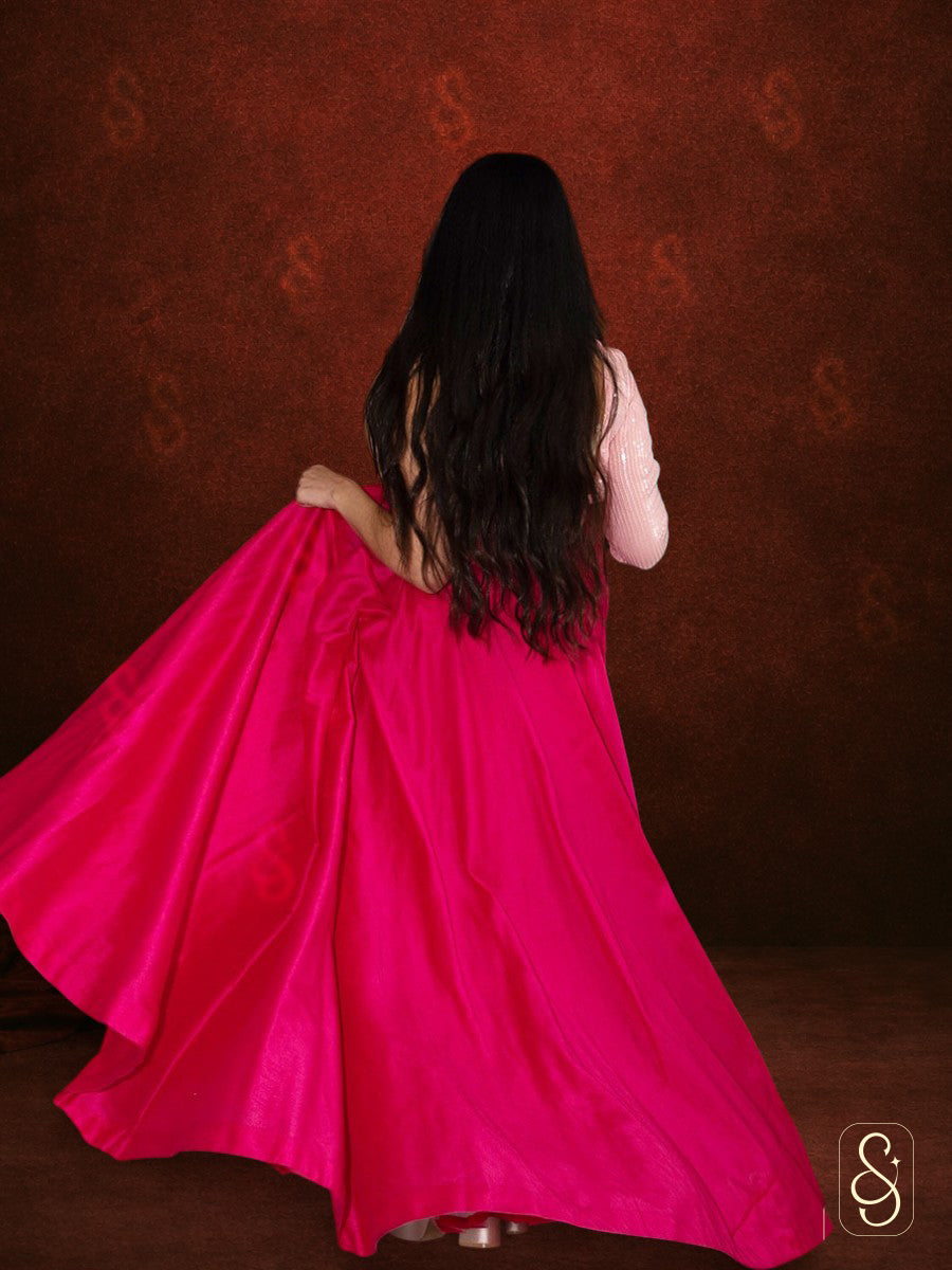 Hot Pink Flared Skirt Set