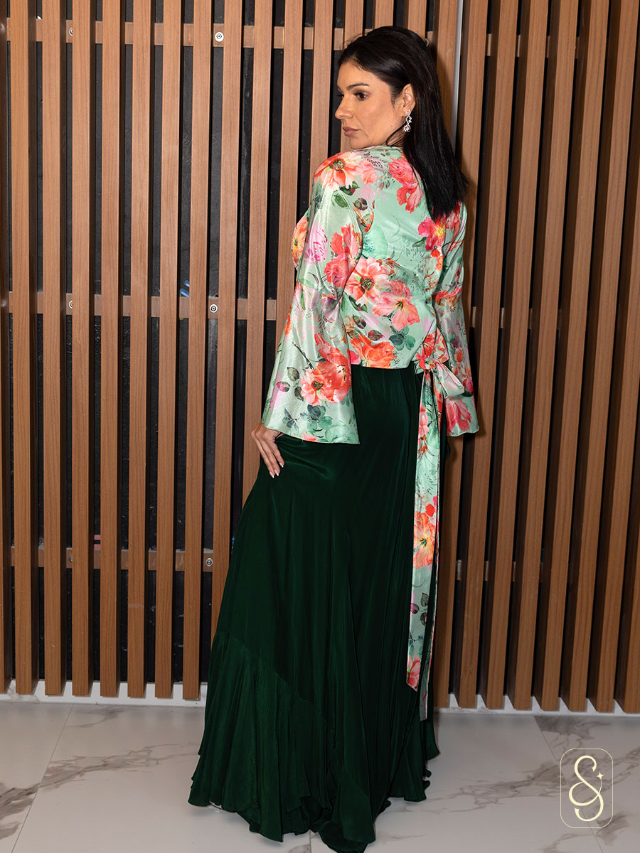 Flared Assymetrical Skirt and Crepe Top