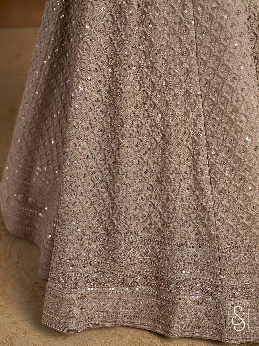 Muted Mouse Georgette Lehenga