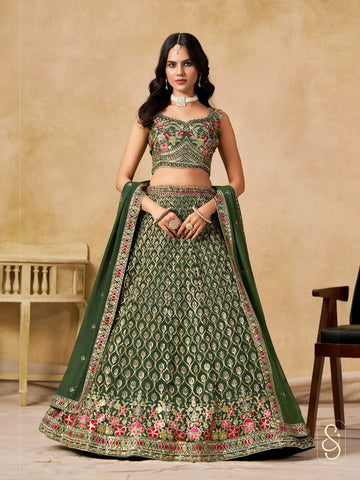 Verdant Georgette Embroidered Lehenga
