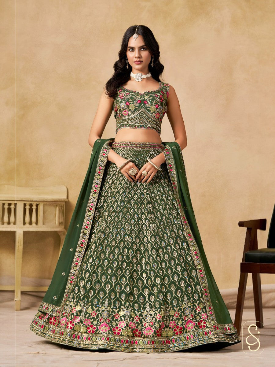 Verdant Georgette Embroidered Lehenga