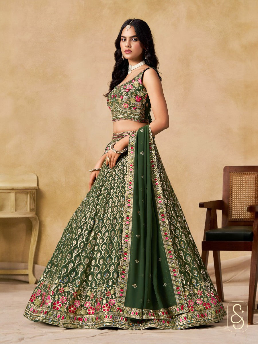 Verdant Georgette Embroidered Lehenga
