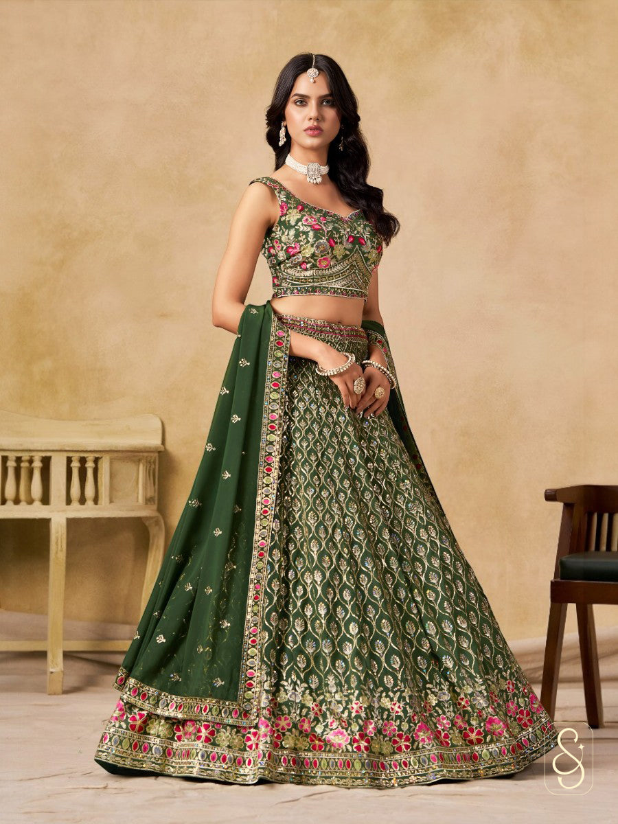 Verdant Georgette Embroidered Lehenga