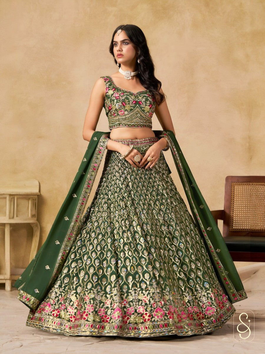 Verdant Georgette Embroidered Lehenga