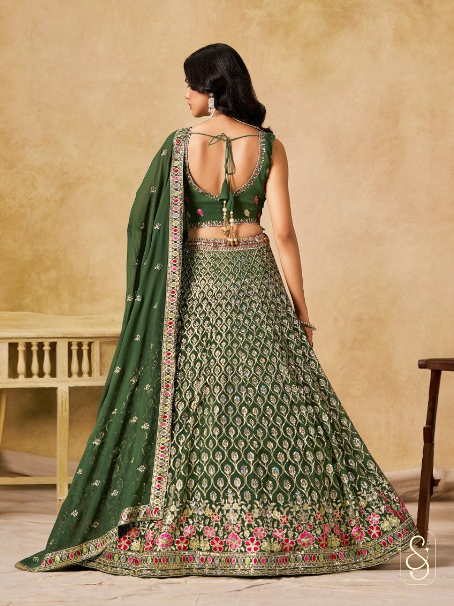 Verdant Georgette Embroidered Lehenga