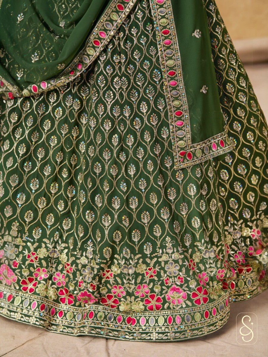 Verdant Georgette Embroidered Lehenga