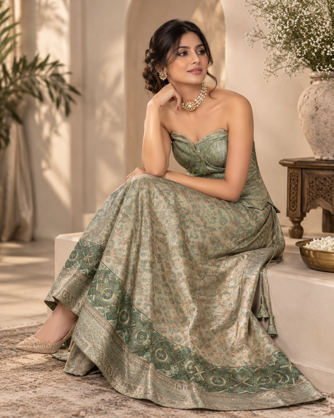 Printed Tissue Organza Lehenga