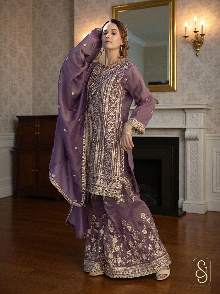 Stylish Fully Embroidered Viscose Tissue Sharara