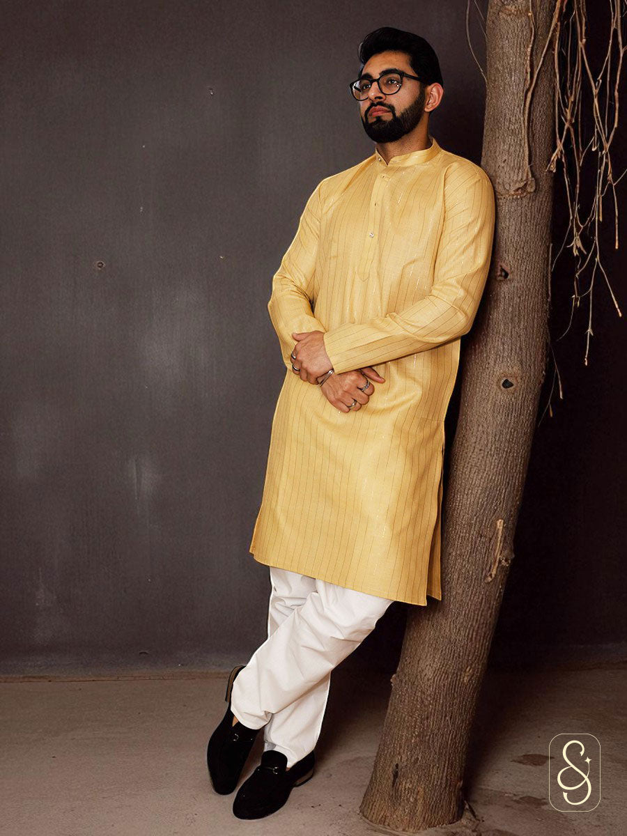 Beige Cotton Kurta Set