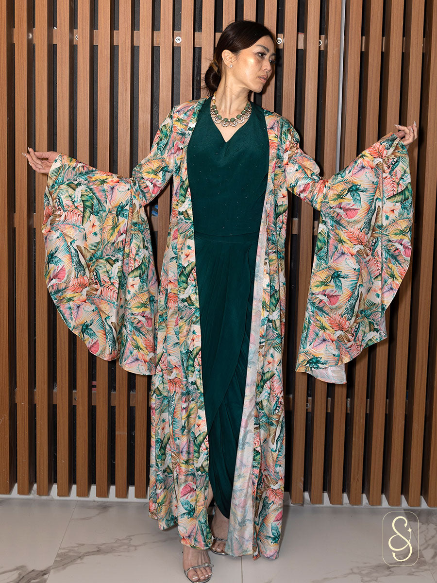 Drape Skirt With Swarovski Blouse & Jacket