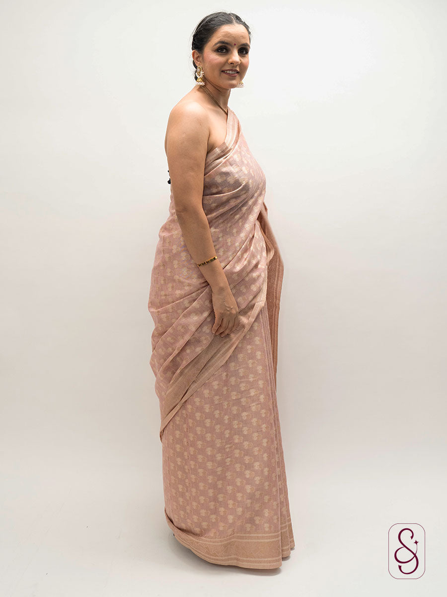 Onion Pink Banarsi Tissue Silk