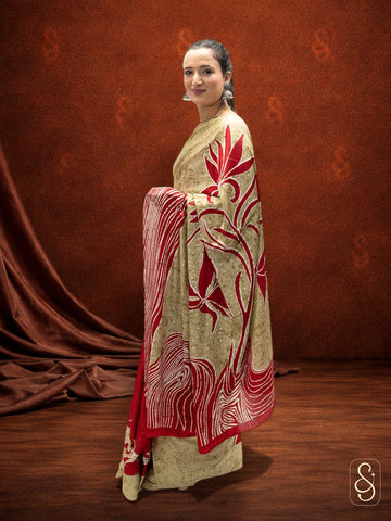 Satin Silk Morden Printed Saree