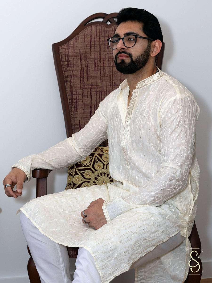 Embroidered Cotton Kurta with Pajama
