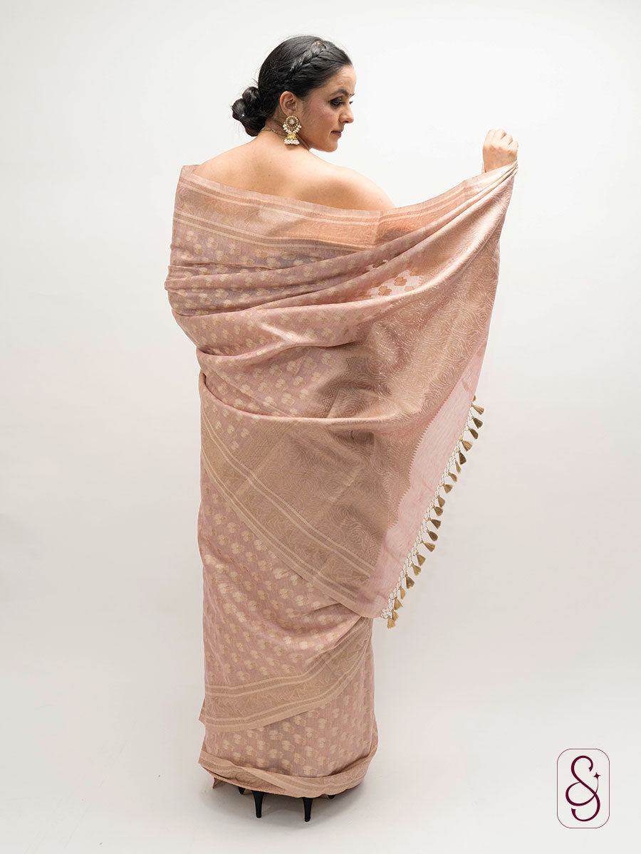 Onion Pink Banarsi Tissue Silk