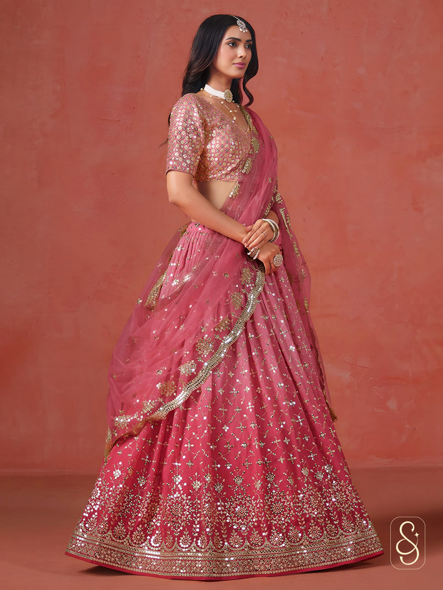 Blush Ombre Embroidered Pink Lehenga
