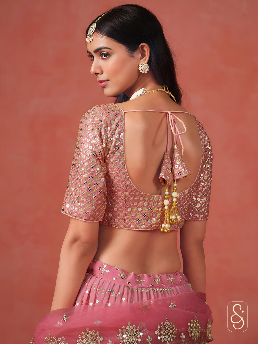 Blush Ombre Embroidered Pink Lehenga