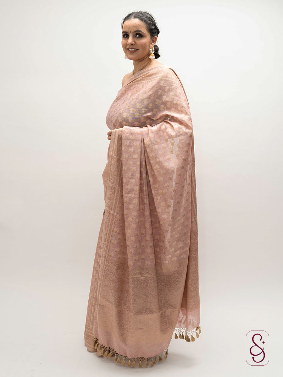 Onion Pink Banarsi Tissue Silk