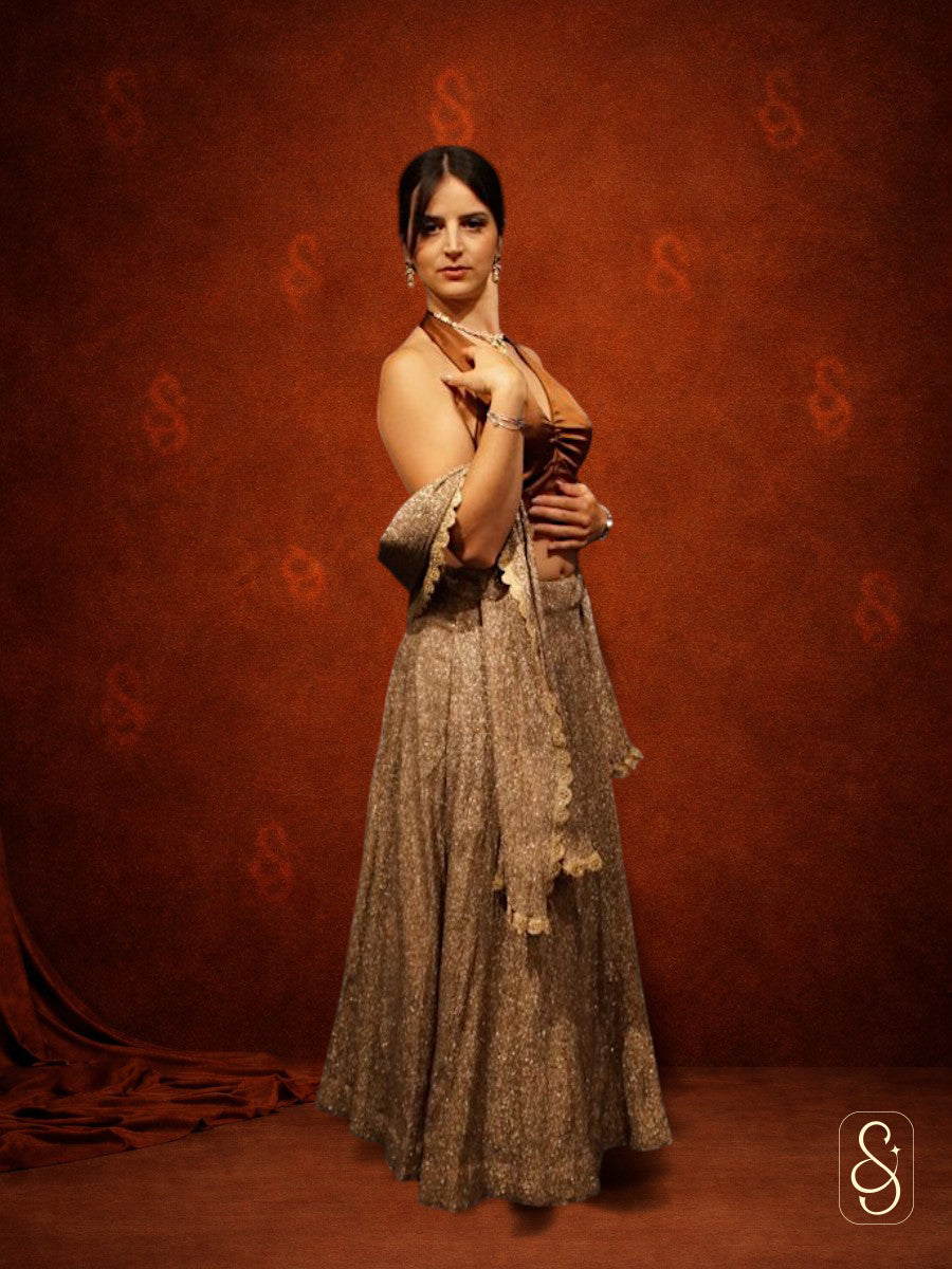 Golden Lurex Lehenga Set