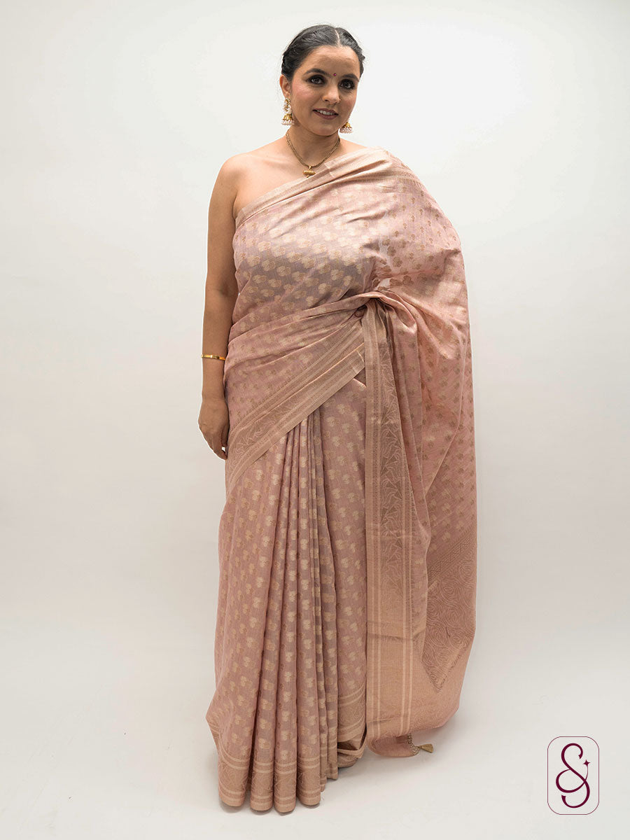Onion Pink Banarsi Tissue Silk