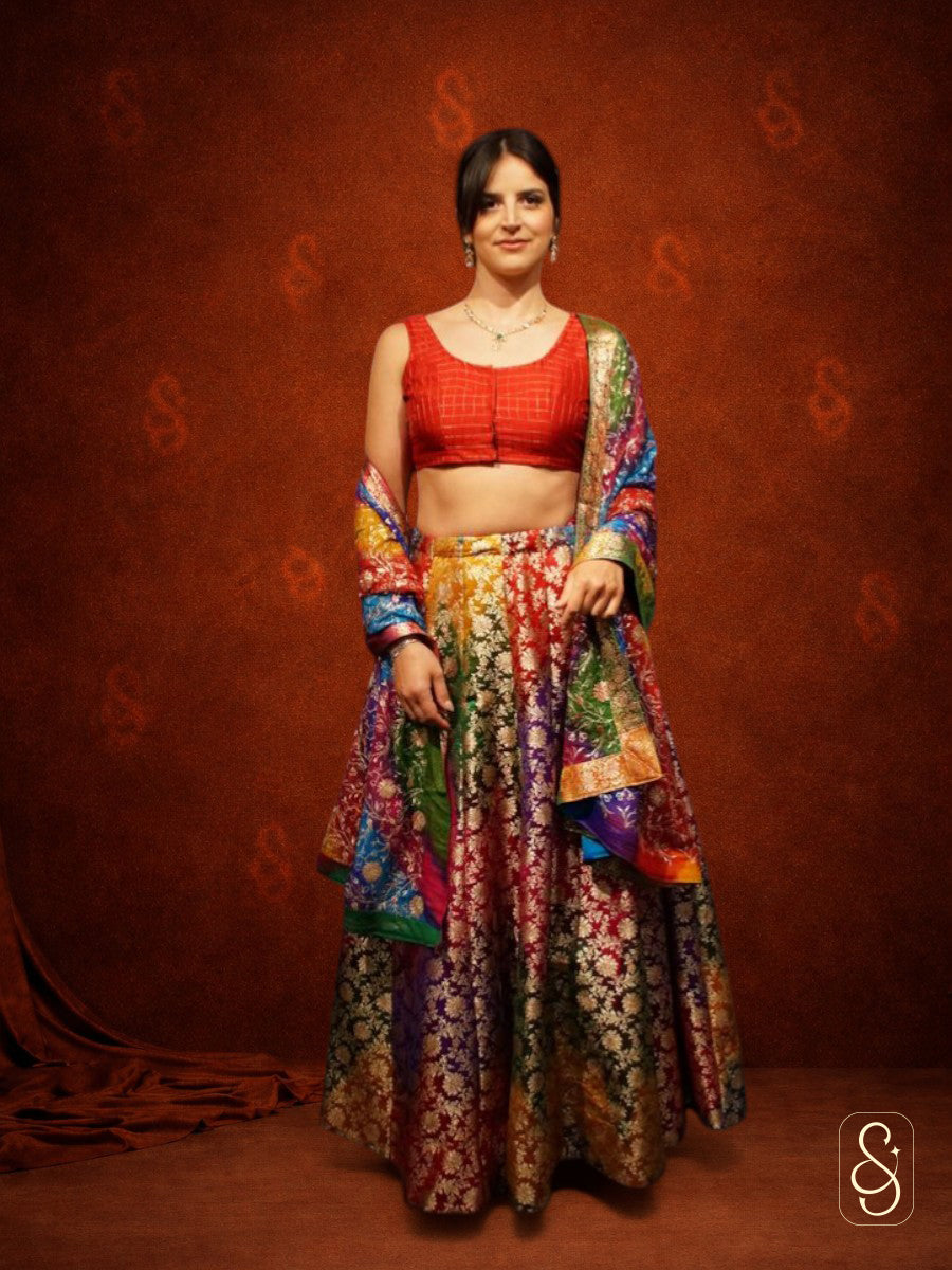 Multicolour Banarasi Lehenga Set