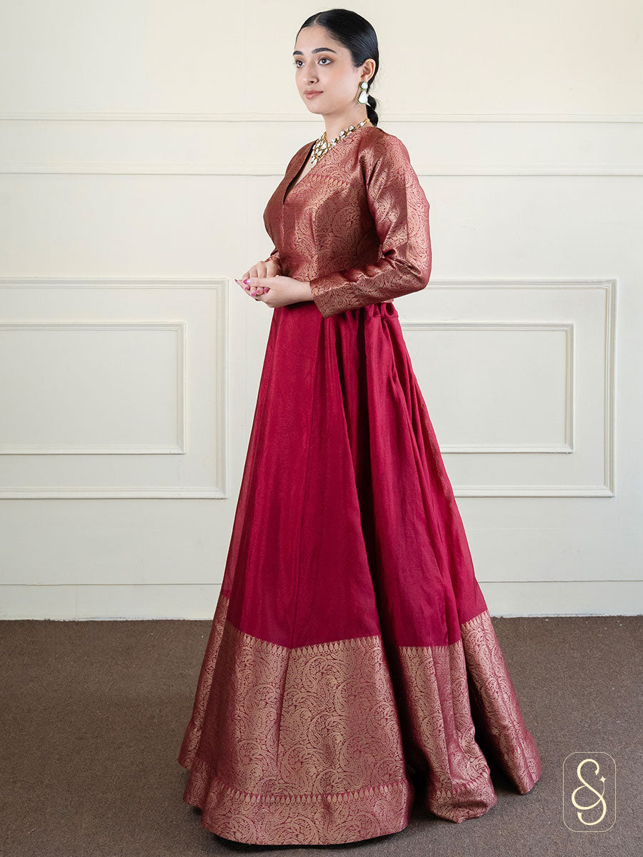 Maroon Skirt and Top Set