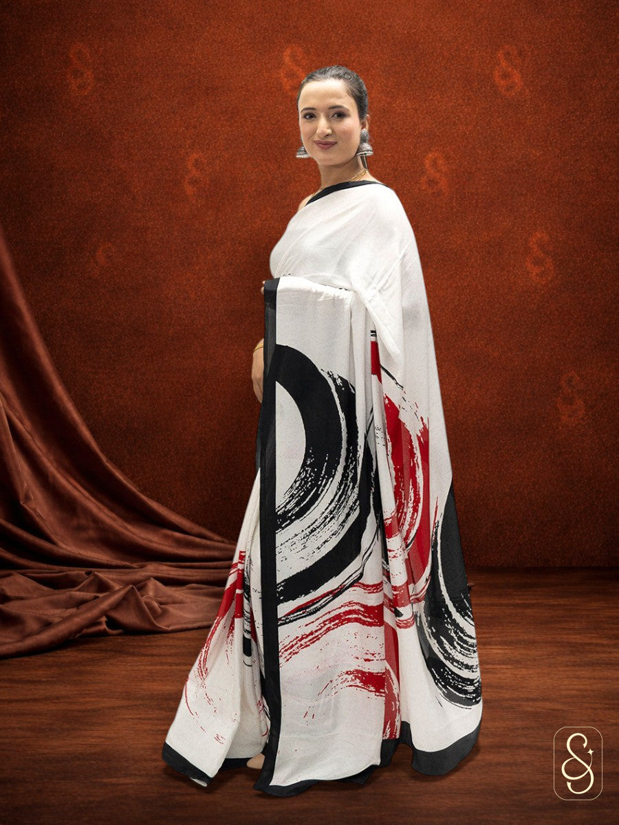 Satin Silk Digital Printed Saree