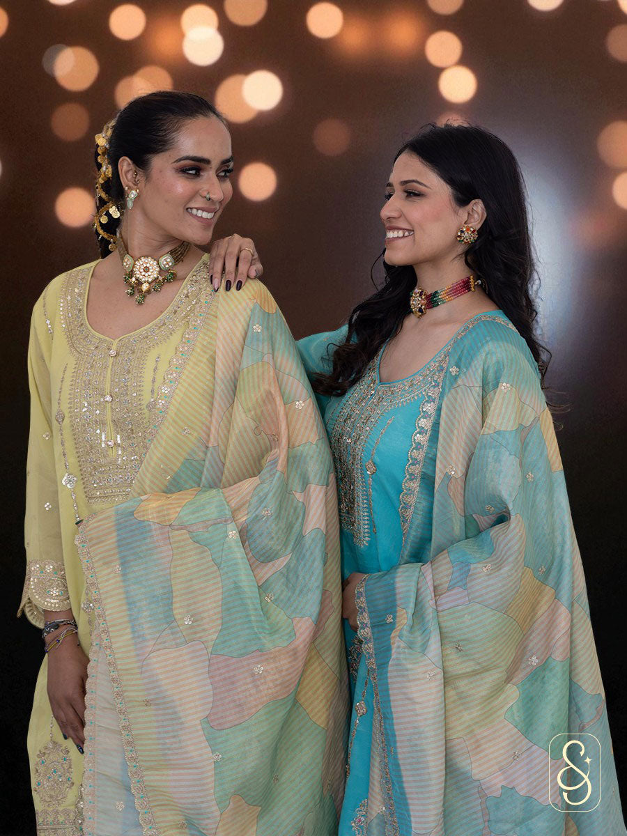 Elegant Embroidered Viscose Tissue Sharara