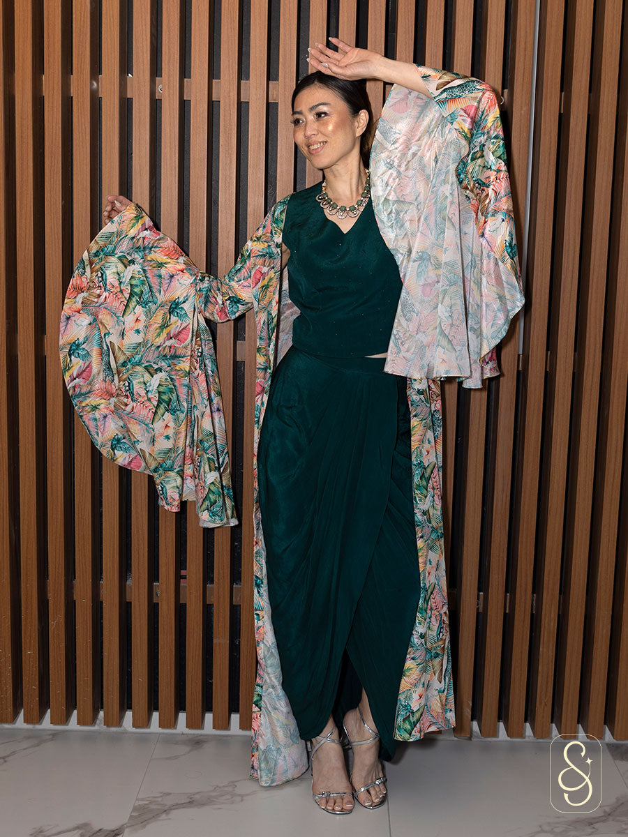 Drape Skirt With Swarovski Blouse & Jacket