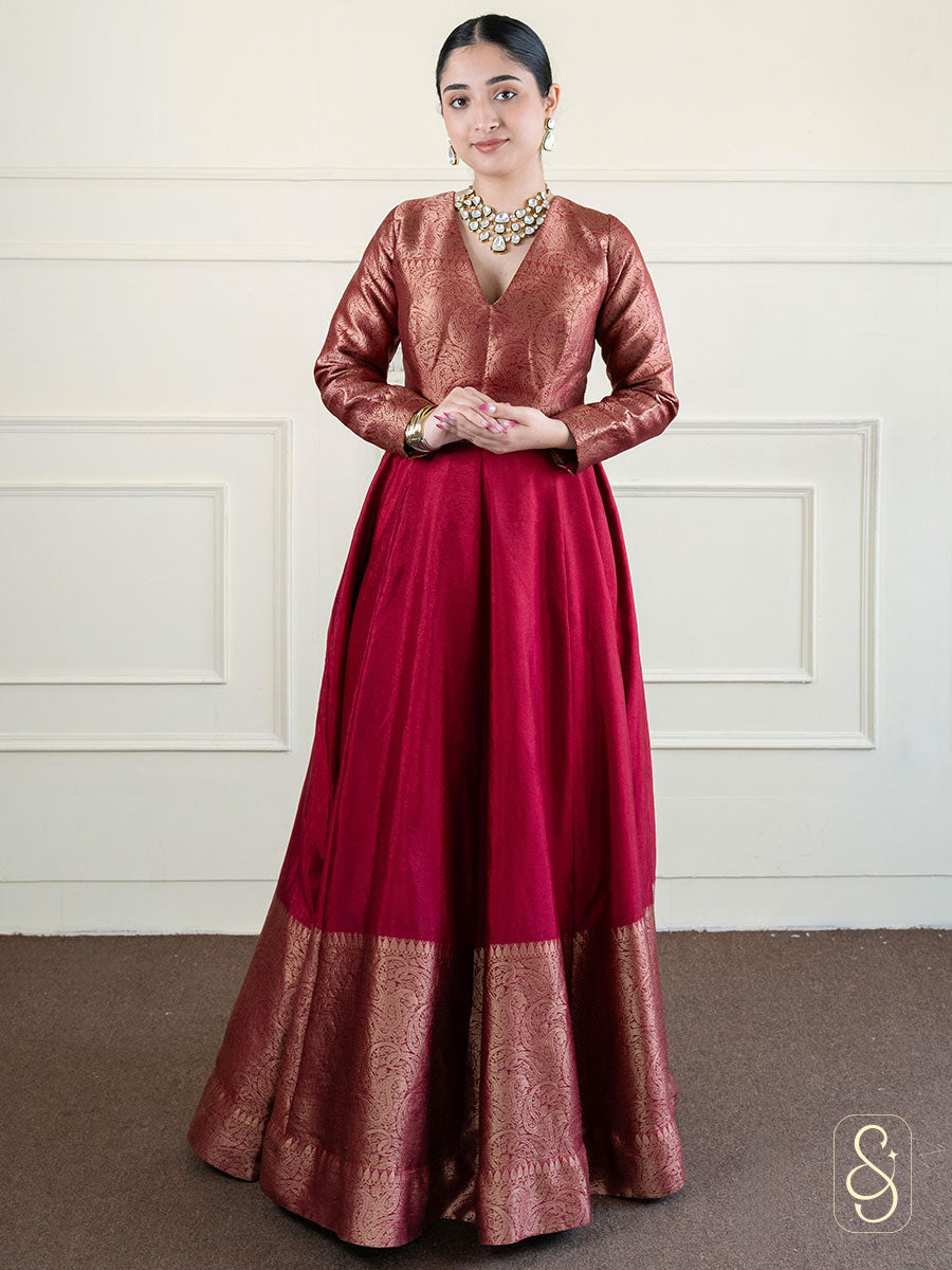 Maroon Skirt and Top Set