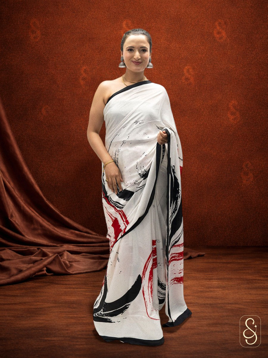 Satin Silk Digital Printed Saree