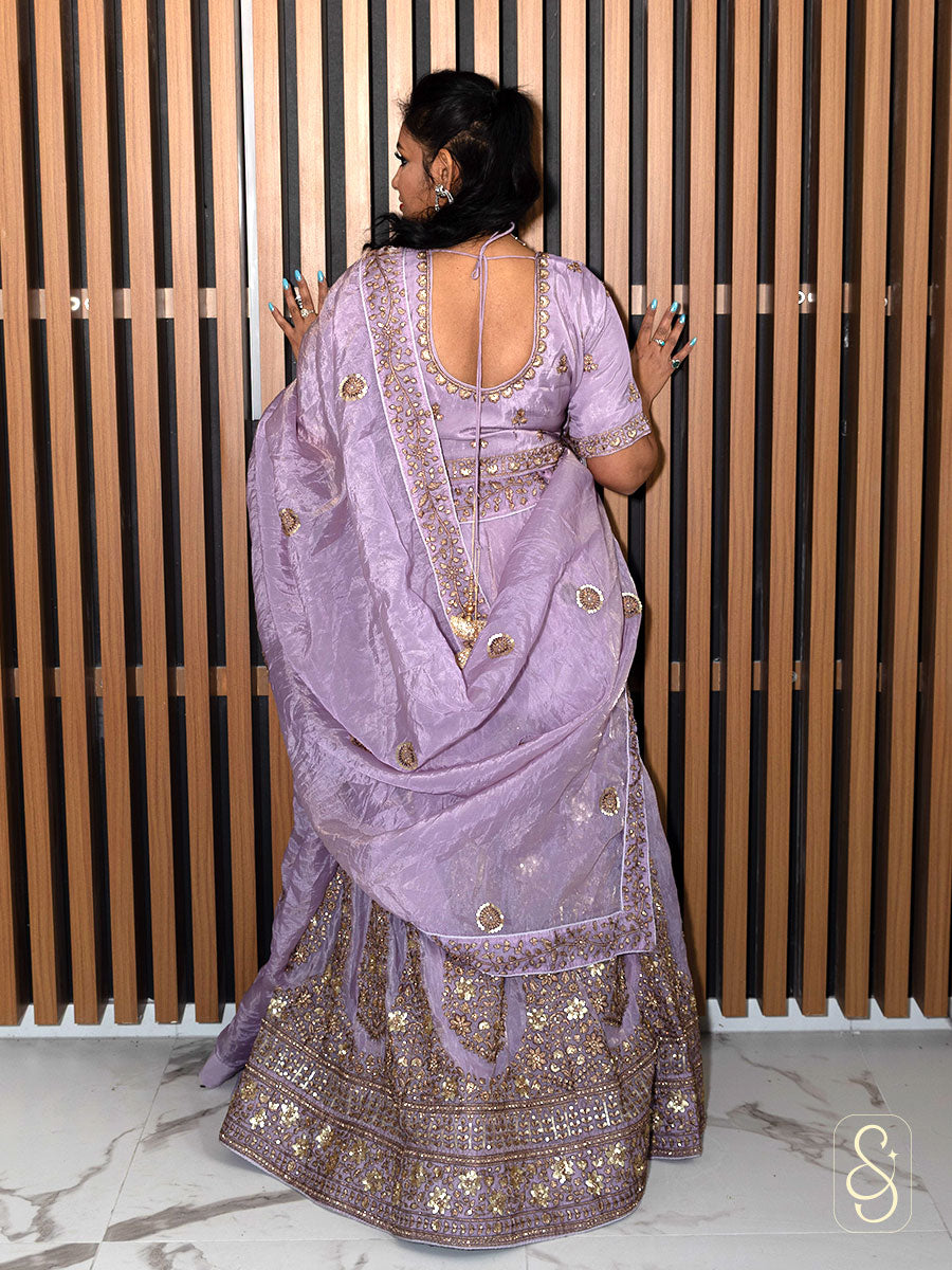 Shimmering Lavender Sequence Lehenga Set