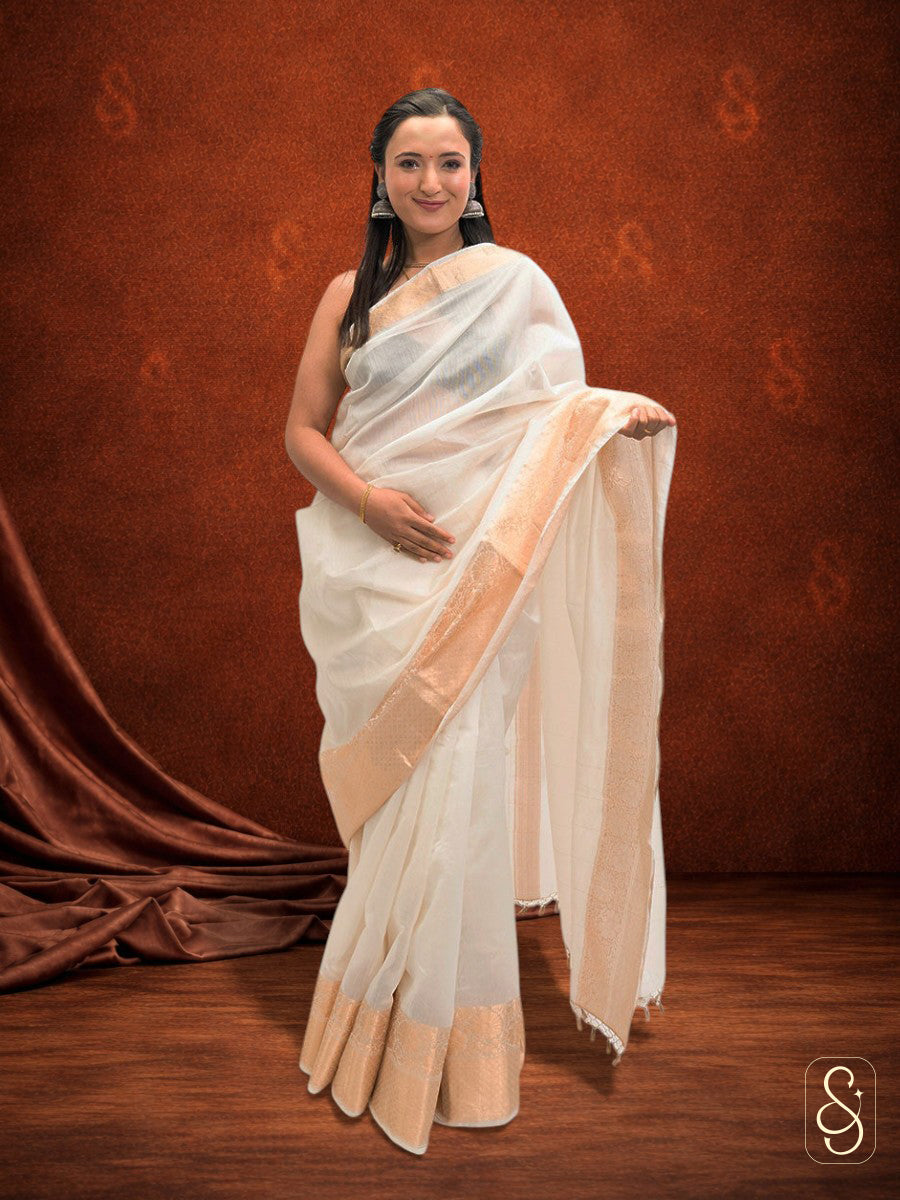 Authentic Cotton Banasi Silk Saree